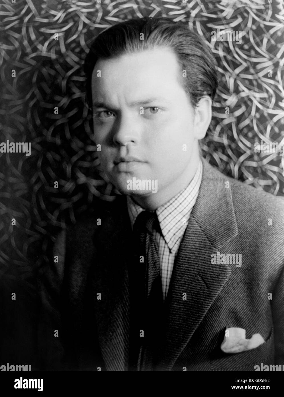 Orson Welles. Porträt von US-amerikanischer Schauspieler, Regisseur, Autor und Produzent (George) Orson Welles (1915-1985), von Carl Van Vechten, März 1937. Stockfoto