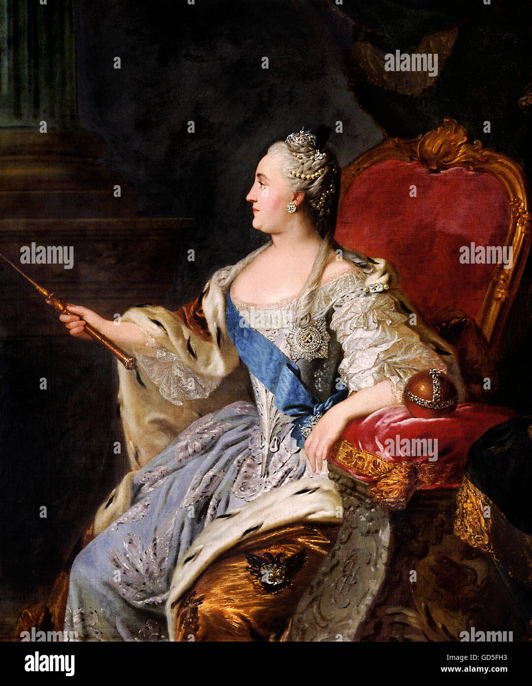Katharina die große.  Porträt von Empresss Catherine II von Rußland (1729-1796) von Fjodor Rokotow, 1763 Stockfoto