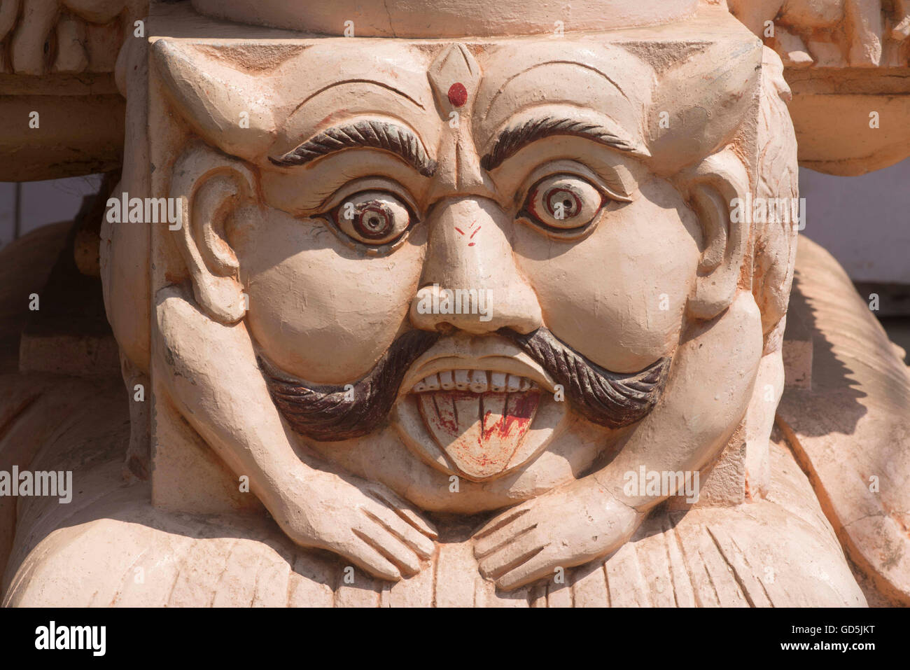 Dämon Gesicht Bedi, Hanuman Tempel, Puri, Orissa, Indien Asien Stockfoto