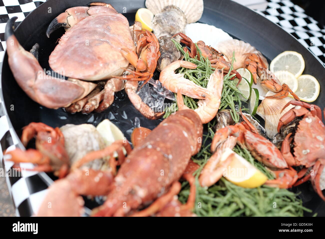 Fruits de Mer Auswahl an Fisch und Meeresfrüchten Stockfoto