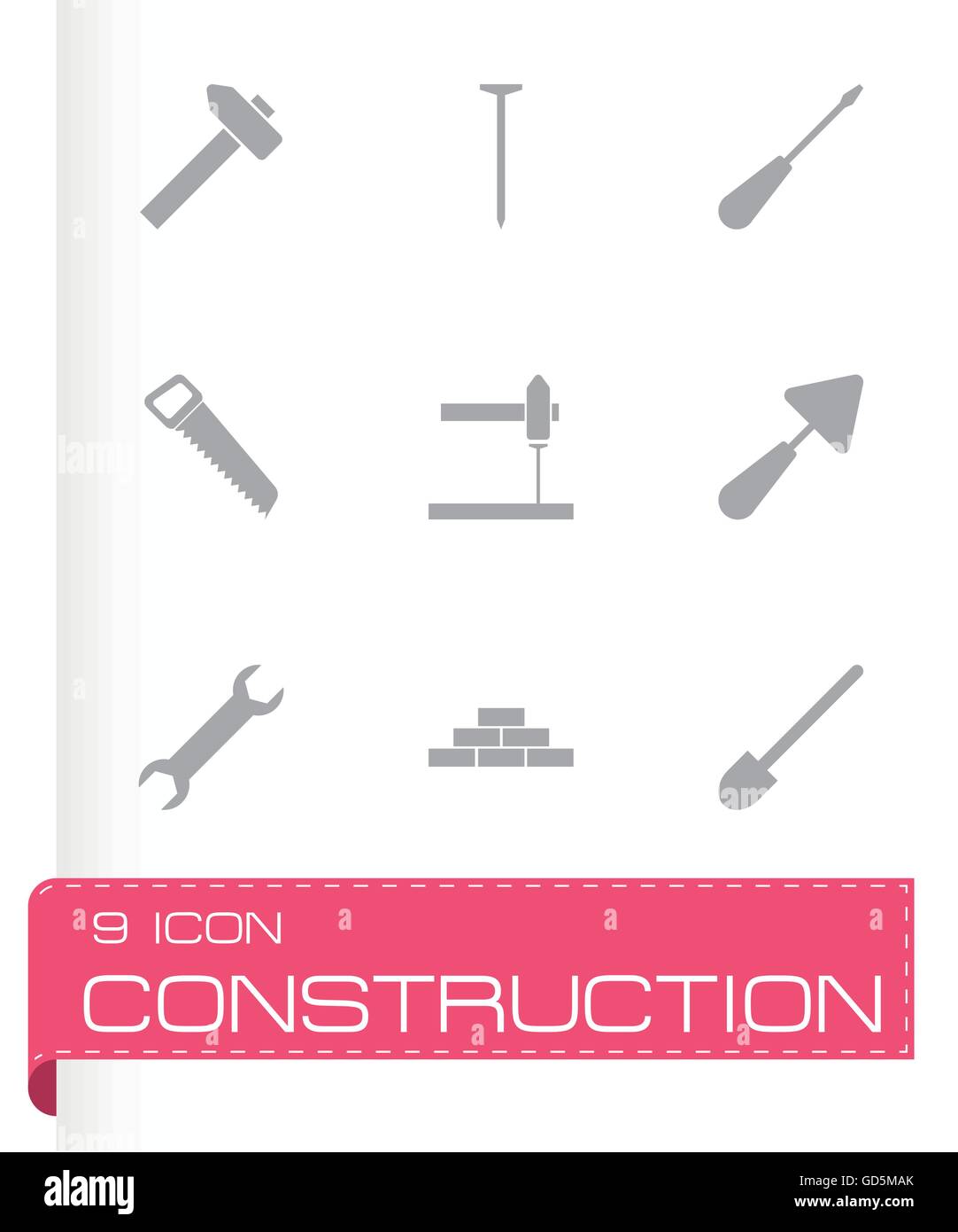 Vector schwarz-Bau-Icon-set Stock Vektor