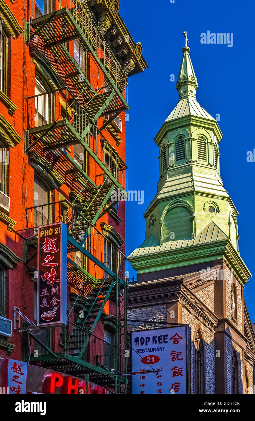 USA, New York, Manhattan, Chinatown, Verkürzung der Mott street Stockfoto