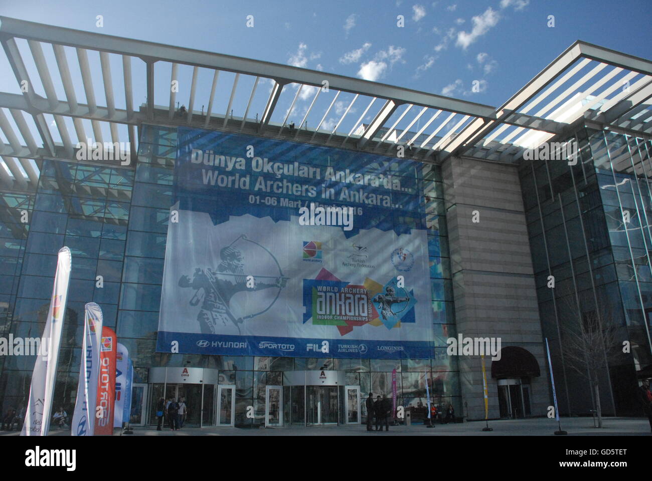 Die letzte indoor-Veranstaltung von 2015 / 16 Winter Saison ' 2016 Bogenschießen Hallen-WM in der ATO Congresium Hall. Stockfoto