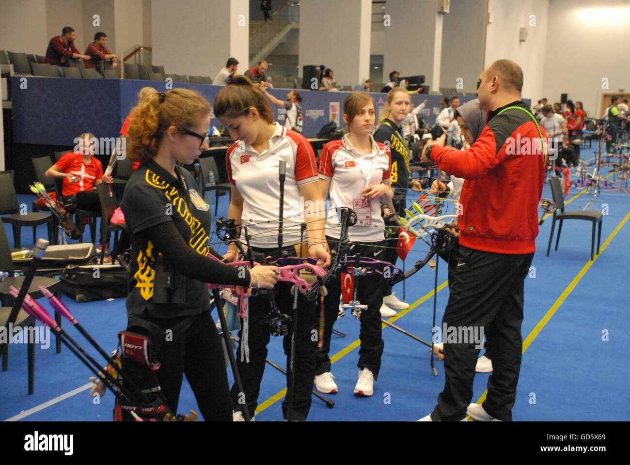 Die letzte indoor-Veranstaltung von 2015 / 16 Winter Saison ' 2016 Bogenschießen Hallen-WM in der ATO Congresium Hall. Stockfoto