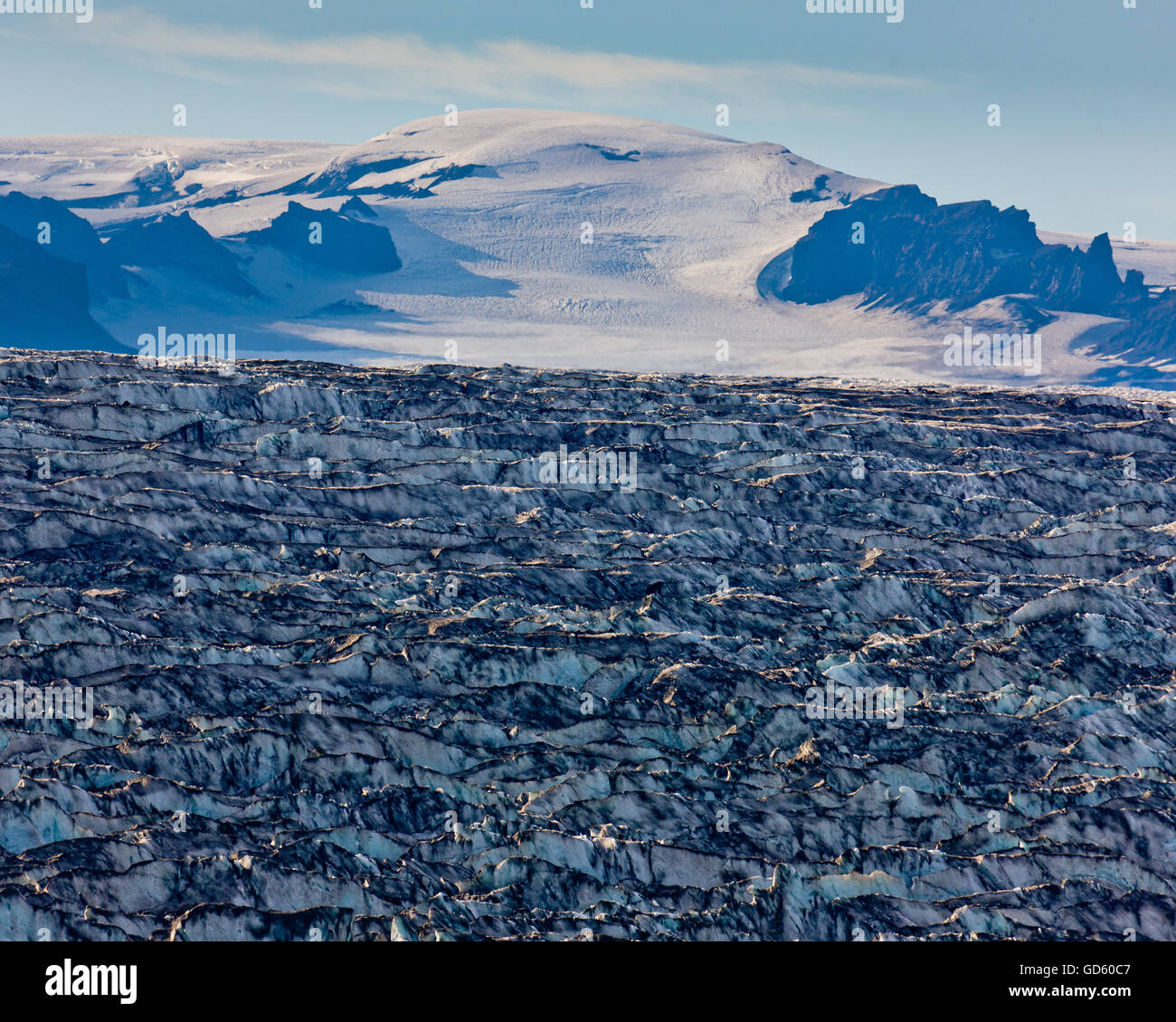 Eis-Wände der Jökulsárlón Glacial Lagune, Breidarmerkurjokull Gletscher, Vatnajökull-Eiskappe, Island Stockfoto