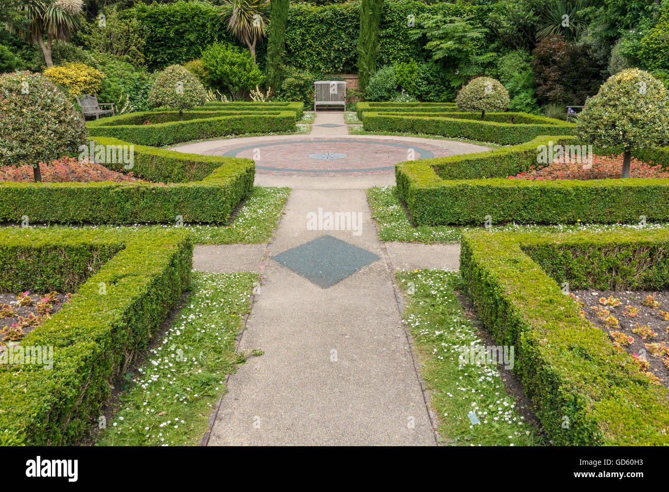 Formale Knot Garden Southover Grange Gärten Lewes Sussex Stockfoto