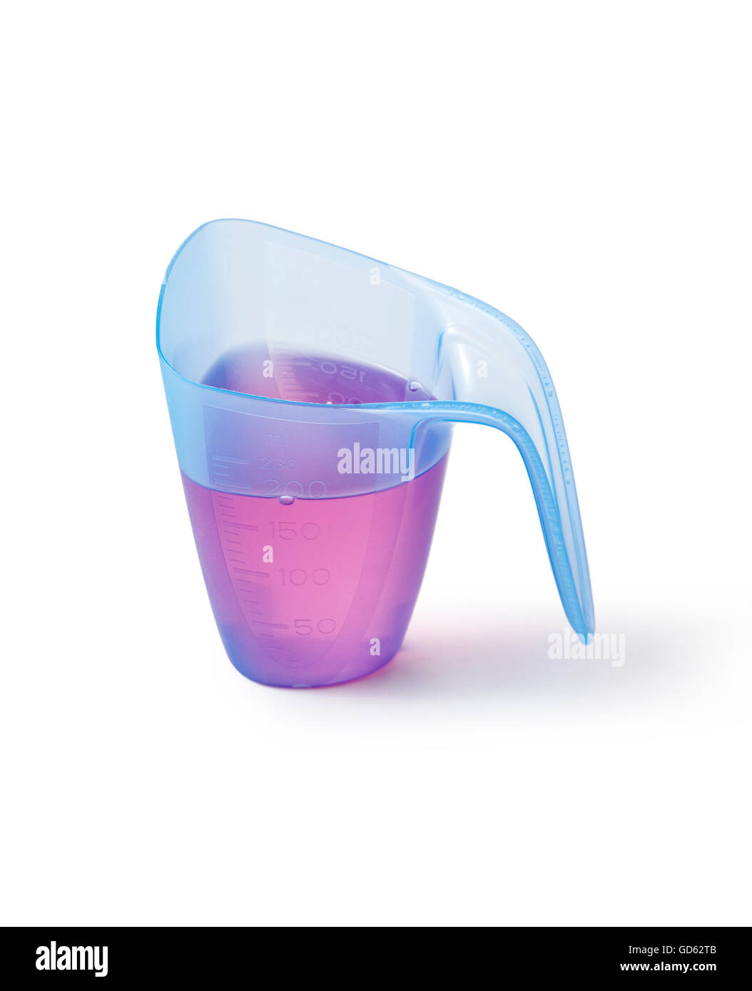 Flüssigkeit, die Reinigung Chemikalie in einem Messbecher, Isolated on White Background Stockfoto
