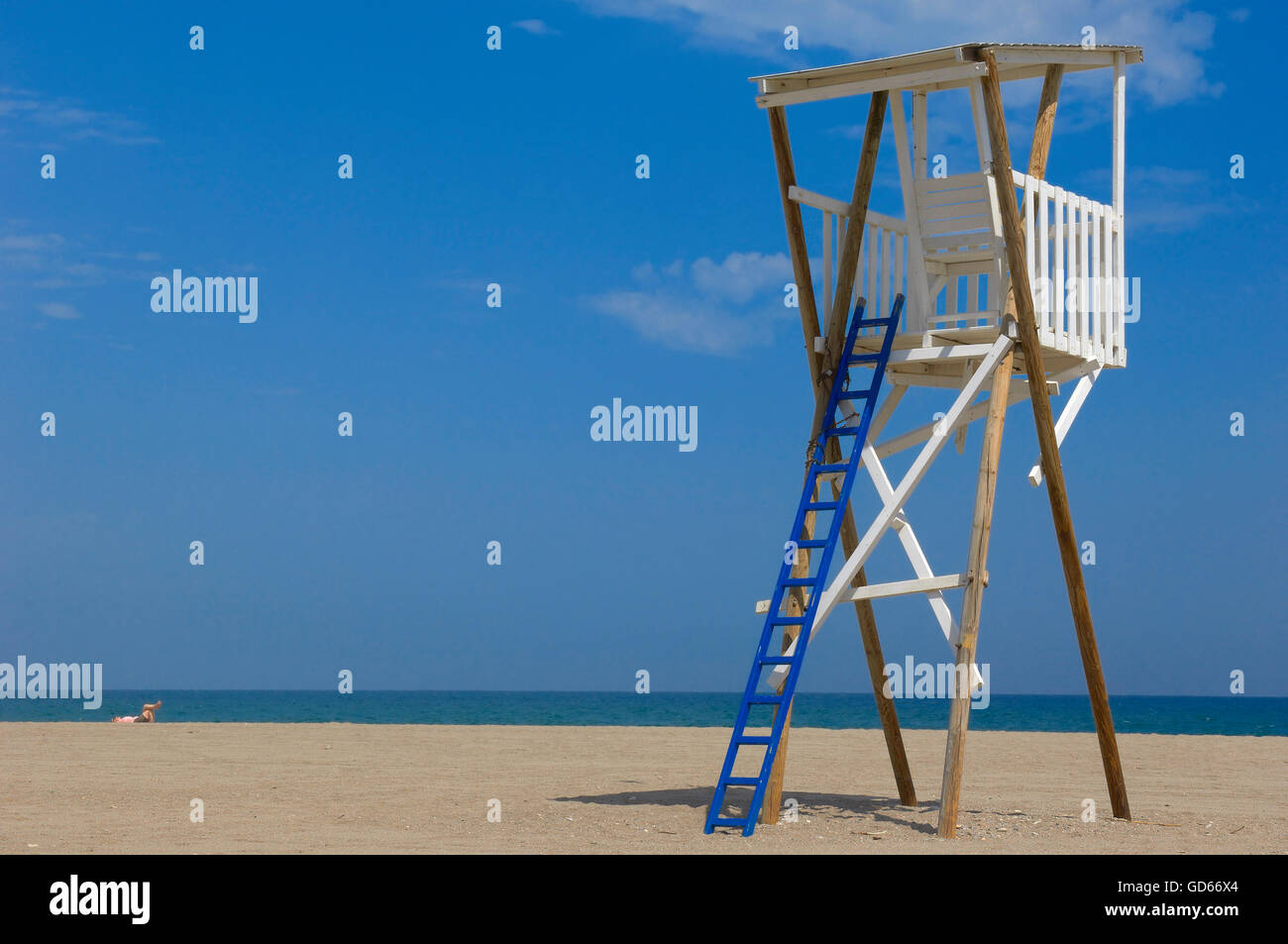 Mojacar, Strand, Rettungsschwimmer Strand Turm, Provinz Almeria, Andalusien, Spanien, Europa Stockfoto