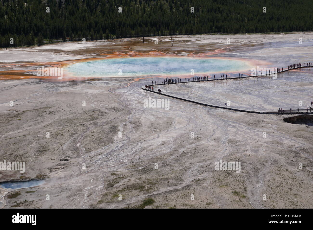 Panoramablick von Grand Prismatic Spring, Yellowstone-Nationalpark Stockfoto
