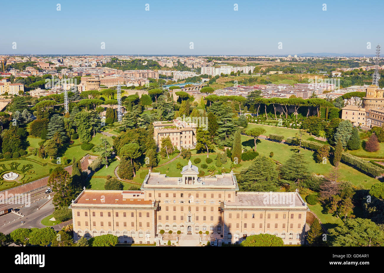Panorama von Rom aus der Kuppel der St. Peter Basilika Lazio Italien Europa Stockfoto