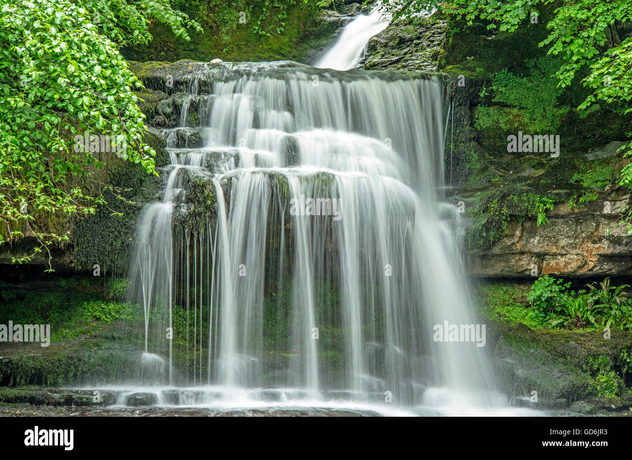 Wasserfälle bei Dorf West Burton, Wensleydale, Yorkshire Dales Stockfoto