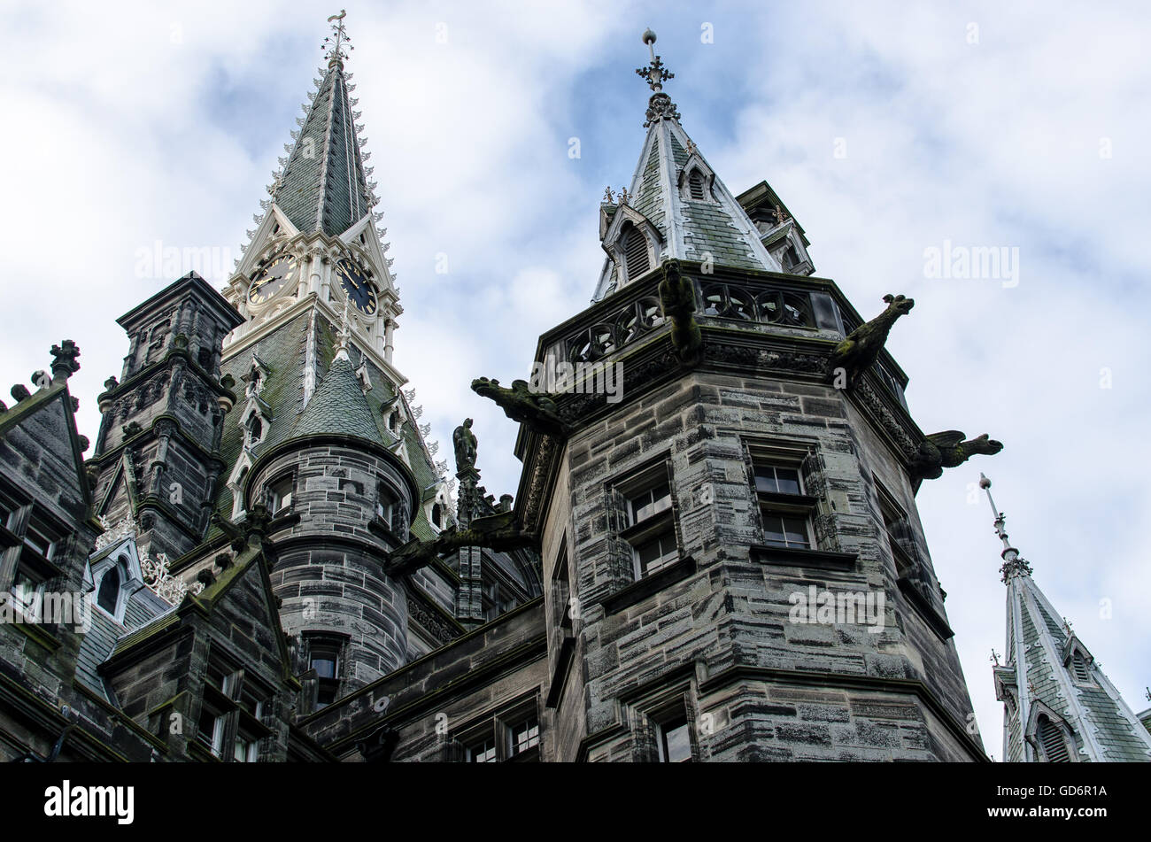 Fettes College in Edinburgh, Schottland. Entworfen von David Bryce 1863 Stil des Loire-Schlosses mit 19. Jahrhundert schottischen Baronial. Stockfoto