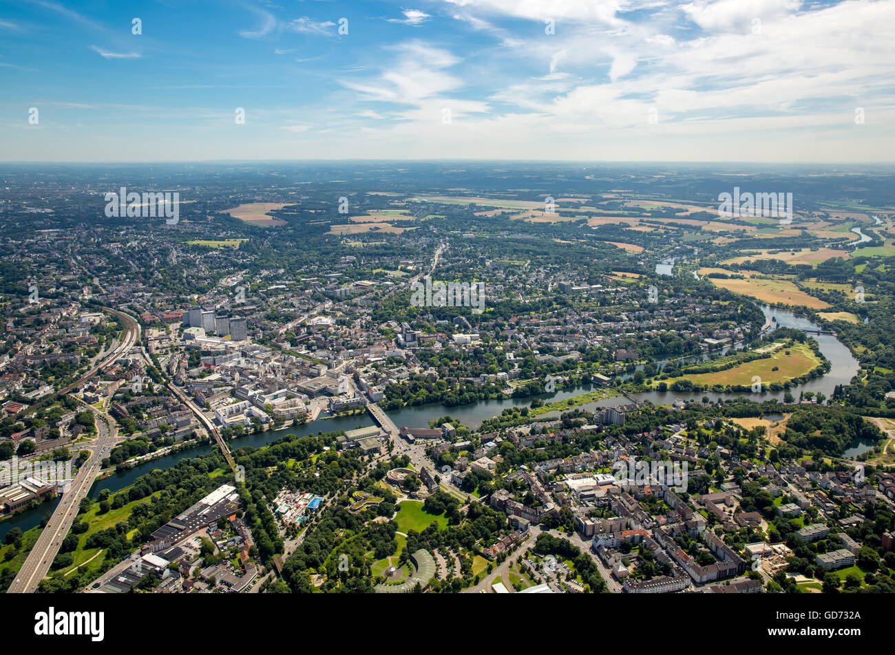 Luftaufnahme, Ruhrbania und Mülheim ein der Ruhr-Stadt Zentrum, Mülheim ...