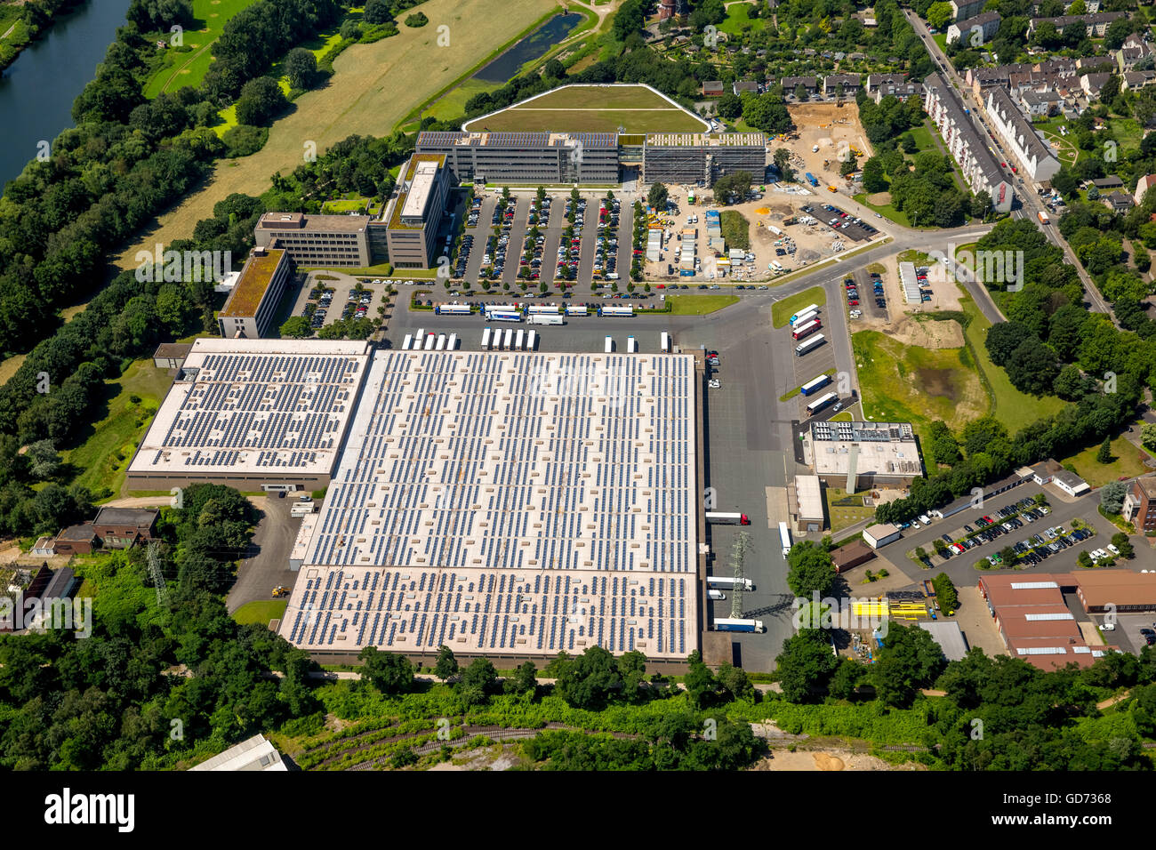 Luftaufnahme, Hauptsitz der Gruppe ALDI SÜD Styrum Burgenstraße, Mülheim an der Ruhr, Ruhr, Nord Rhein Westfalen, Deutschland, Stockfoto Luftaufnahme, Hauptsitz der Gruppe ALDI SÜD Styrum Burgenstraße, Mülheim an der Ruhr, Ruhr, Nord Rhein Westfalen, Deutschland, Stockfoto