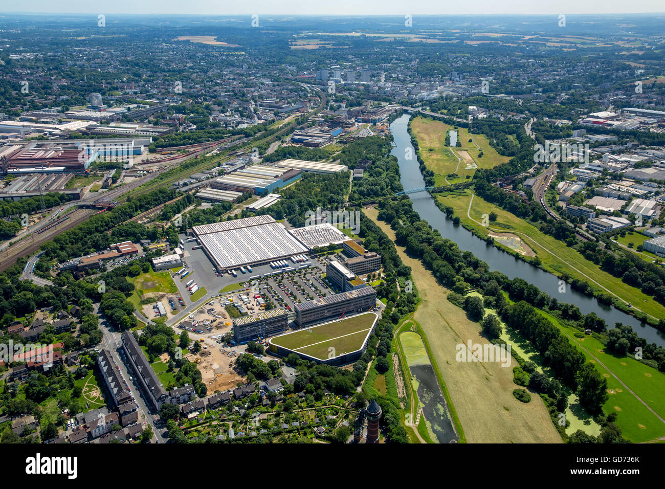 Luftaufnahme, Hauptsitz der Gruppe ALDI SÜD Styrum Burgenstraße, Mülheim an der Ruhr, Ruhr, Nord Rhein Westfalen, Deutschland, Stockfoto Luftaufnahme, Hauptsitz der Gruppe ALDI SÜD Styrum Burgenstraße, Mülheim an der Ruhr, Ruhr, Nord Rhein Westfalen, Deutschland, Stockfoto