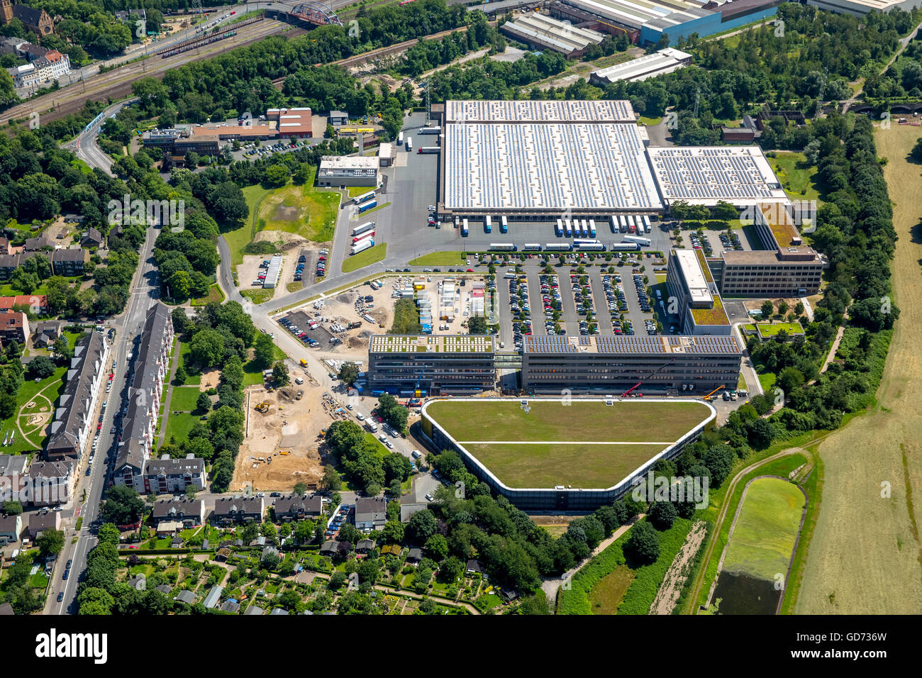 Luftaufnahme, Hauptsitz der Gruppe ALDI SÜD Styrum Burgenstraße, Mülheim an der Ruhr, Ruhr, Nord Rhein Westfalen, Deutschland, Stockfoto Luftaufnahme, Hauptsitz der Gruppe ALDI SÜD Styrum Burgenstraße, Mülheim an der Ruhr, Ruhr, Nord Rhein Westfalen, Deutschland, Stockfoto