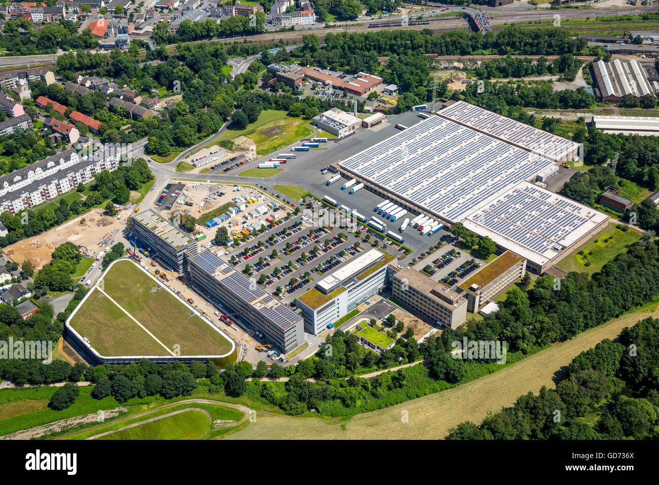 Luftaufnahme, Hauptsitz der Gruppe ALDI SÜD Styrum Burgenstraße, Mülheim an der Ruhr, Ruhr, Nord Rhein Westfalen, Deutschland, Stockfoto Luftaufnahme, Hauptsitz der Gruppe ALDI SÜD Styrum Burgenstraße, Mülheim an der Ruhr, Ruhr, Nord Rhein Westfalen, Deutschland, Stockfoto