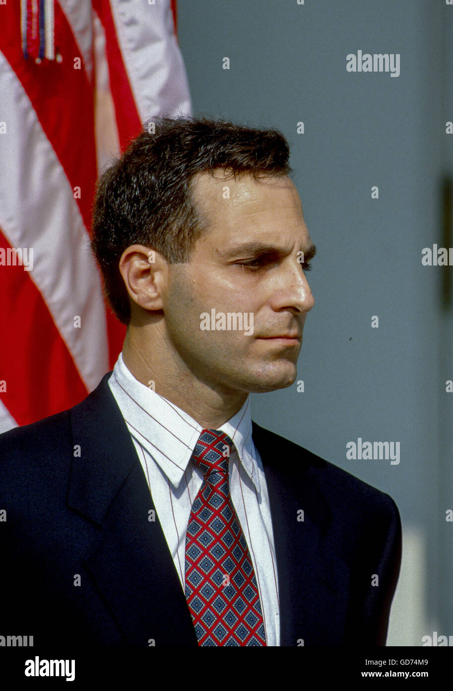 Washington, DC, USA, 20. Juli 1993 Richter Louis Freeh im Rose Garden des weißen Hauses nach seiner Ernennung durch Präsident Clinton als seine Wahl für Direktor des FBI. Bildnachweis: Mark Reinstein Stockfoto