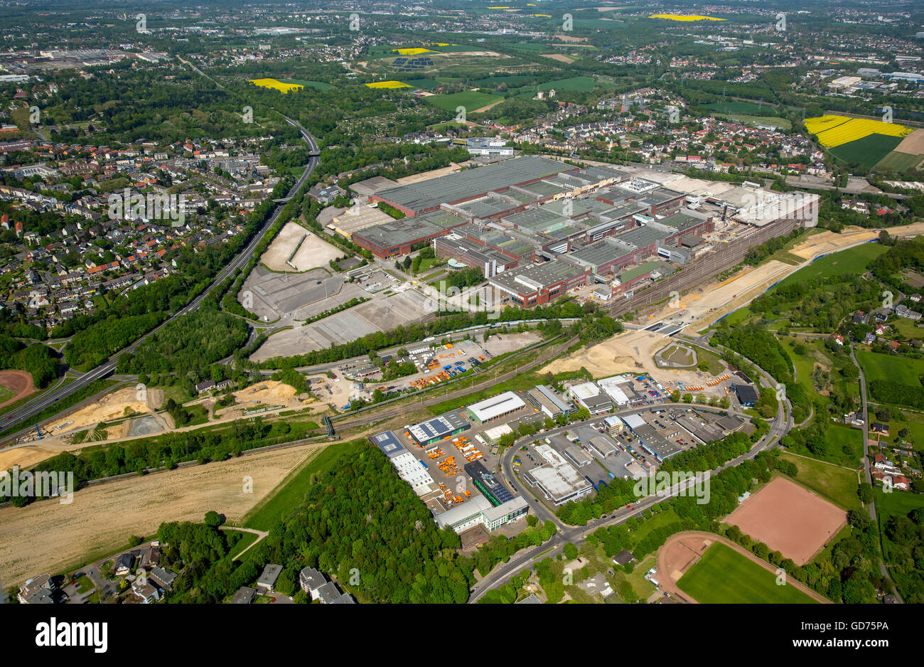 Luftaufnahme, OPEL Werk 1, Abriss der ehemaligen Auto-Fabrik, Bochum, Ruhrgebiet, Nordrhein-Westfalen, Deutschland Stockfoto
