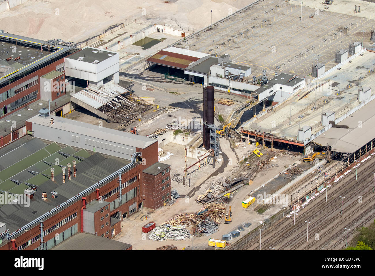 Luftaufnahme, OPEL Werk 1, Abriss der ehemaligen Auto-Fabrik, Bochum, Ruhrgebiet, Nordrhein-Westfalen, Deutschland Stockfoto