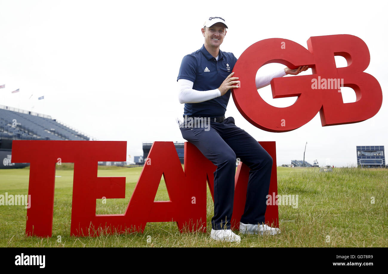 Justin Rose bei der Team GB Olympic Team Ankündigung im Royal Troon Golf Club, South Ayrshire. PRESSEVERBAND Foto. Bild Datum: Mittwoch, 13. Juli 2016. Vgl. PA Geschichte GOLF Open. Bildnachweis sollte lauten: Danny Lawson/PA Wire. Einschränkungen: Nur zur redaktionellen Verwendung. Keine kommerzielle Nutzung. Kein Weiterverkauf. Standbild-Gebrauch bestimmt. Die Open Championship Logo und klare Verbindung zu The Open Website (TheOpen.com) auf Website-Veröffentlichung enthalten sein. Rufen Sie + 44 (0) 1158 447447 für weitere Informationen. Stockfoto
