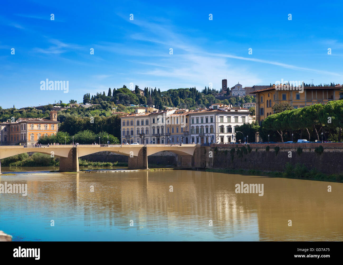 Blick auf Florenz. Brücke über den Fluss Arno Stockfoto