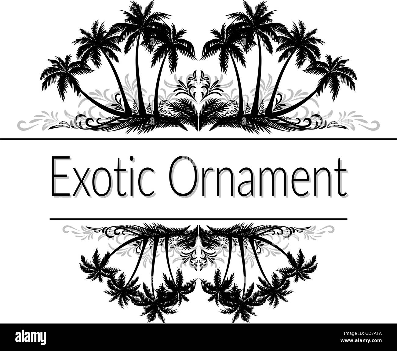 Exotische Ornament mit Palmen Bäume Silhouette Stock Vektor