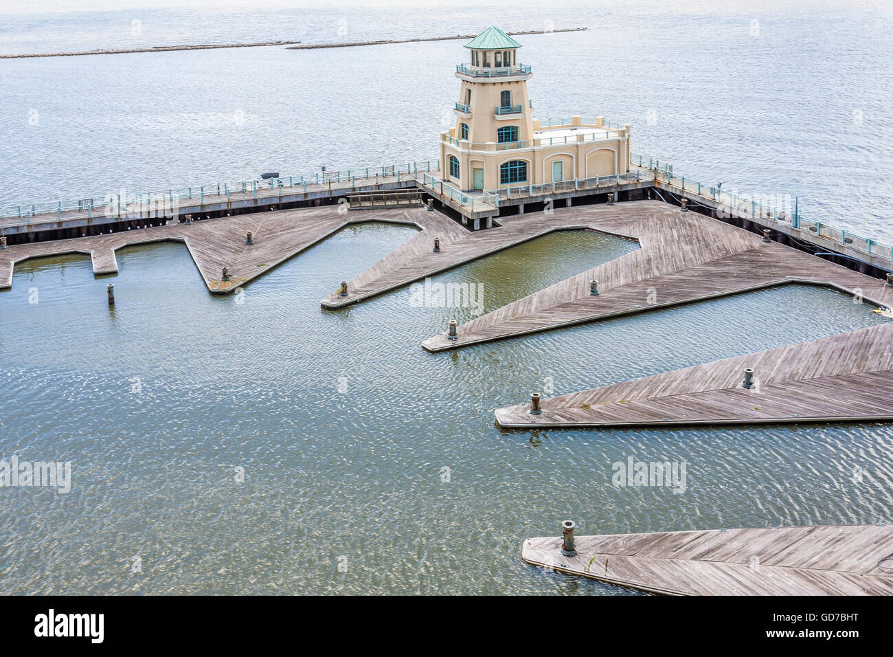 Marina und Leuchtturm im Beau Rivage Resort and Casino auf dem Mississippi Gulf Coast in Biloxi Stockfoto