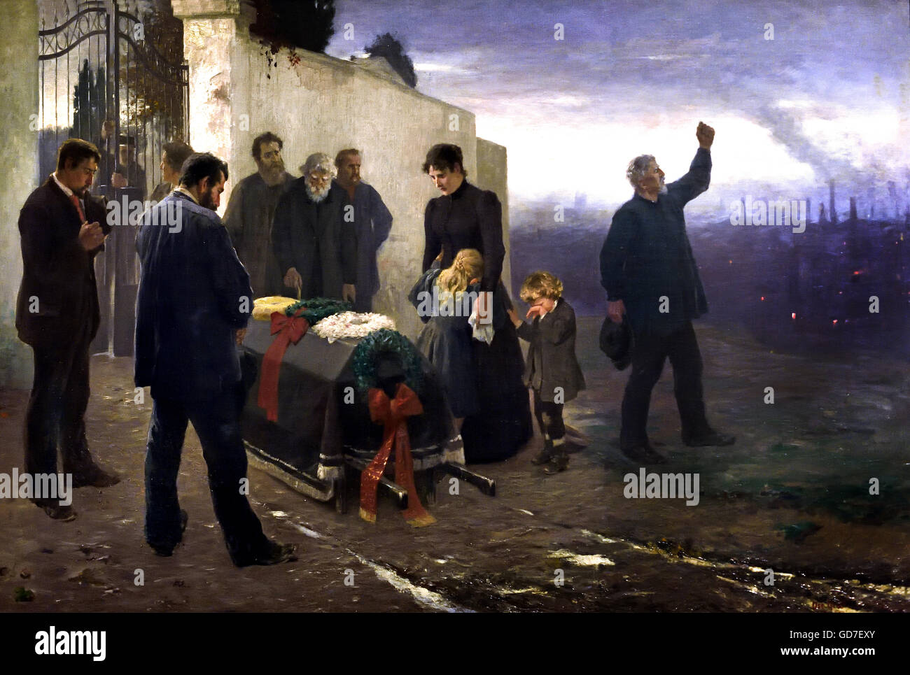 Entwachsend Eines Arbeiters - Begräbnis eines Arbeitnehmers 1900 Oscar Graf 1861-1912 Deutschland Stockfoto