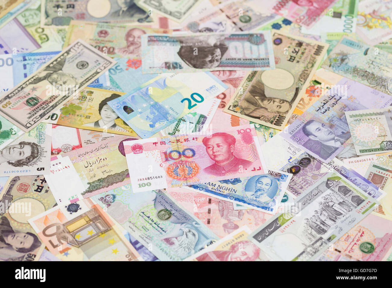 Internationale Banknoten Stockfoto
