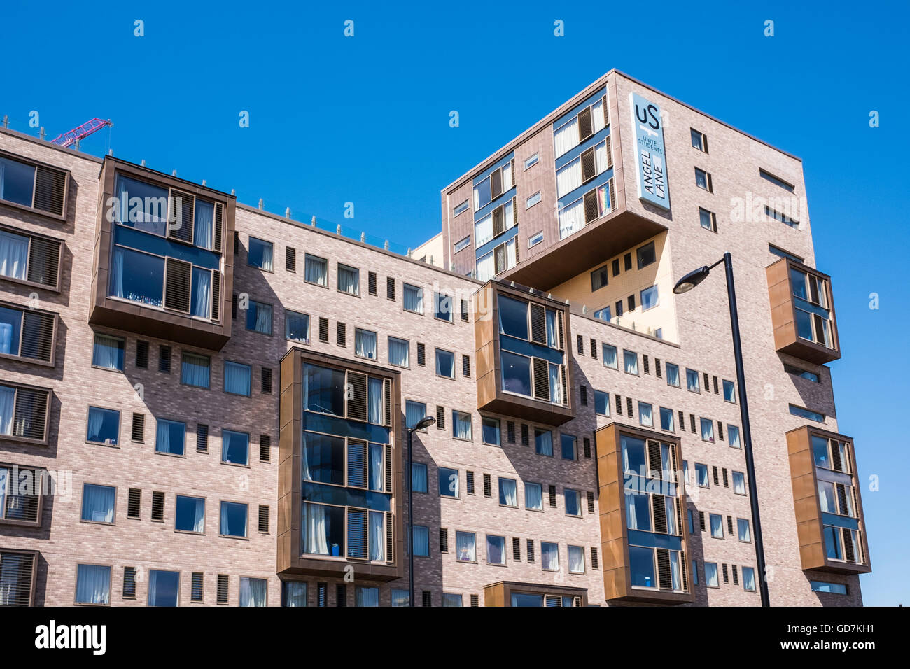 Vereinen Sie Studenten Unterkunft Angel Lane, Stratford, London, England, Vereinigtes Königreich Stockfoto