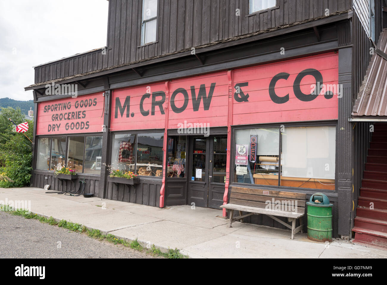M. Krähe & Co., einem historischen Gemischtwarenladen in Lostine, Oregon. Stockfoto