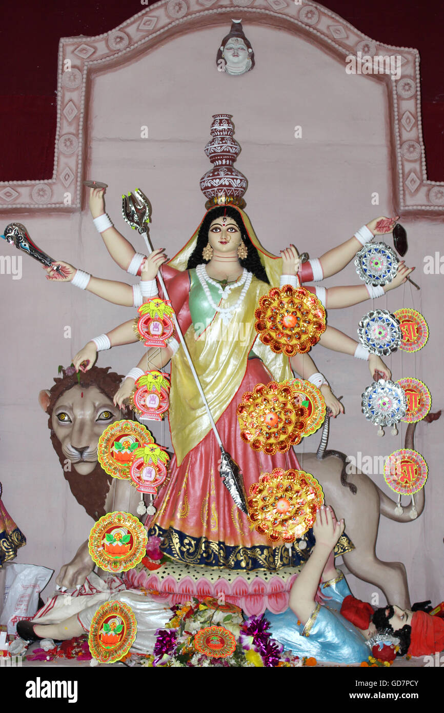 Maa Durga. Größte Festival in Indien. Durga Puja. Dies ist in Kolkata. West Bengal, Indien. Stockfoto