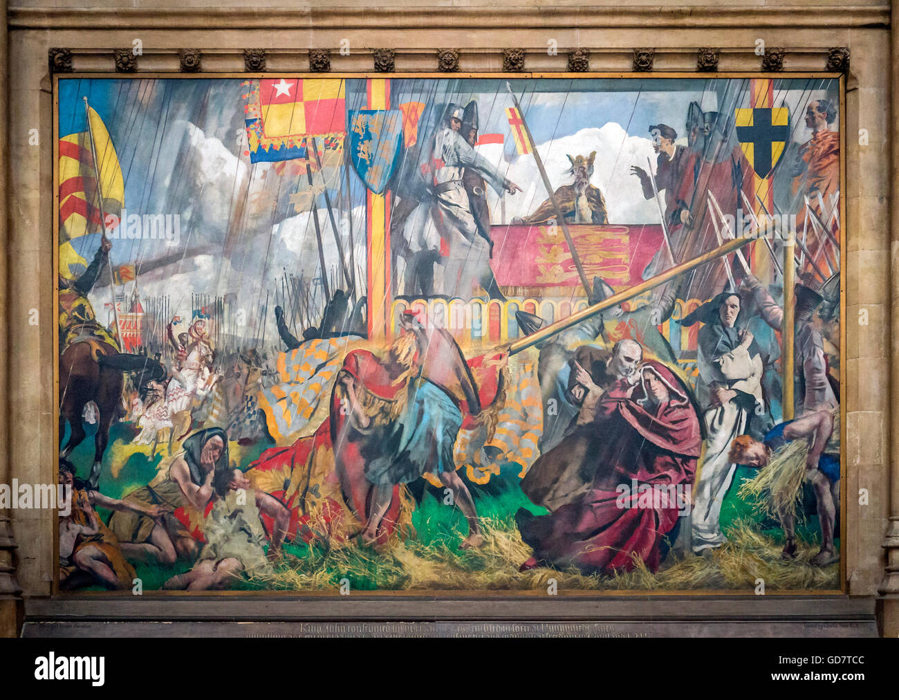 Gemälde des Königs Johann von Charles Sims RA in St. Stephen Hall, Westminster Palace, London, Großbritannien Stockfoto