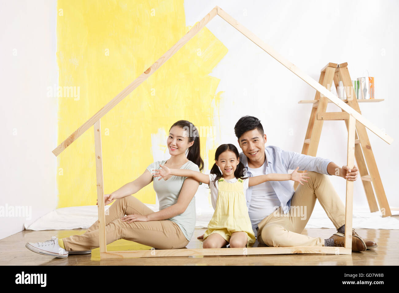 Glücklich glücklich Familie Heimwerken Stockfoto