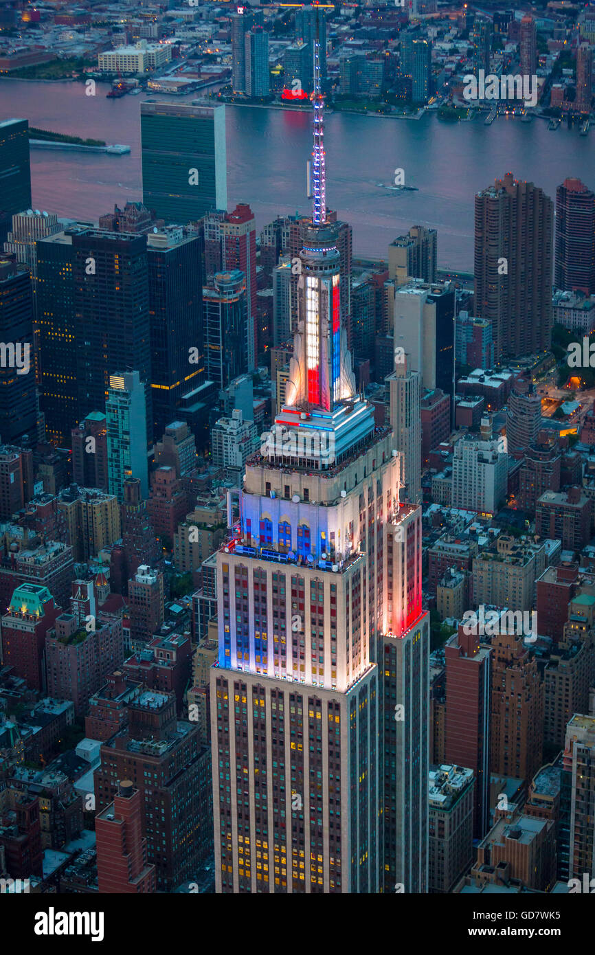 Das Empire State Building ist ein 102-Geschichte Wahrzeichen Art-Déco-Wolkenkratzer in New York City, USA Stockfoto