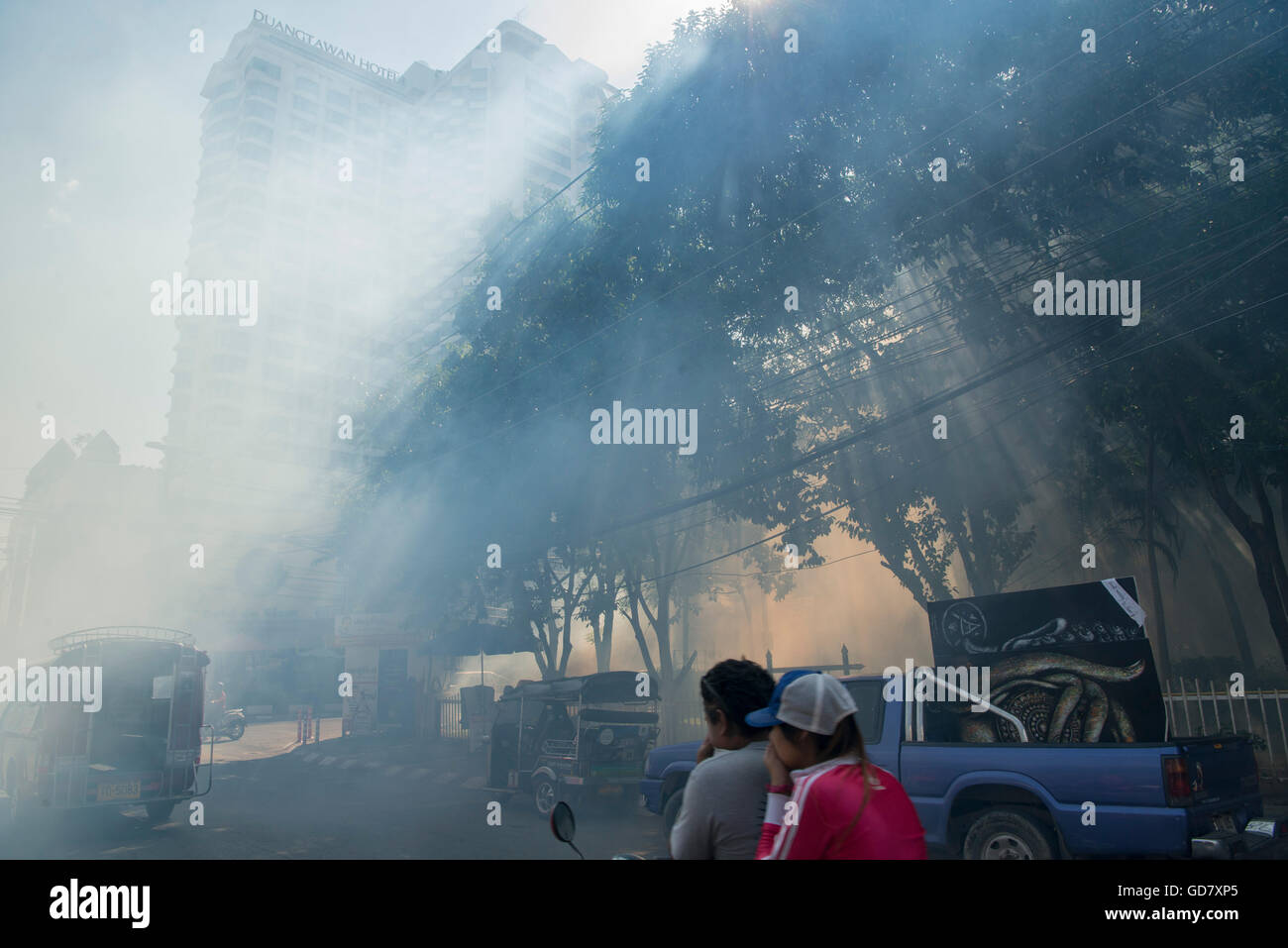 Feuer Rauch in der Stadt Chiang Mai im Norden Thailands in Thailand in Südostasien. Stockfoto