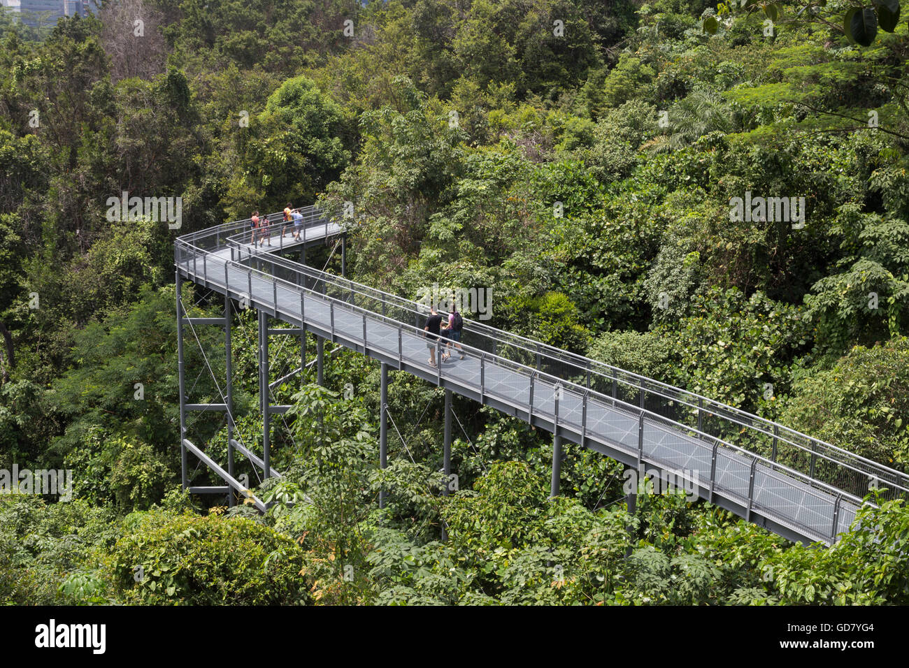 Singapur, Singapur - 1. Februar 2015: Menschen genießen Sie einen Spaziergang auf der überdachunggehweg in den südlichen Kanten. Stockfoto