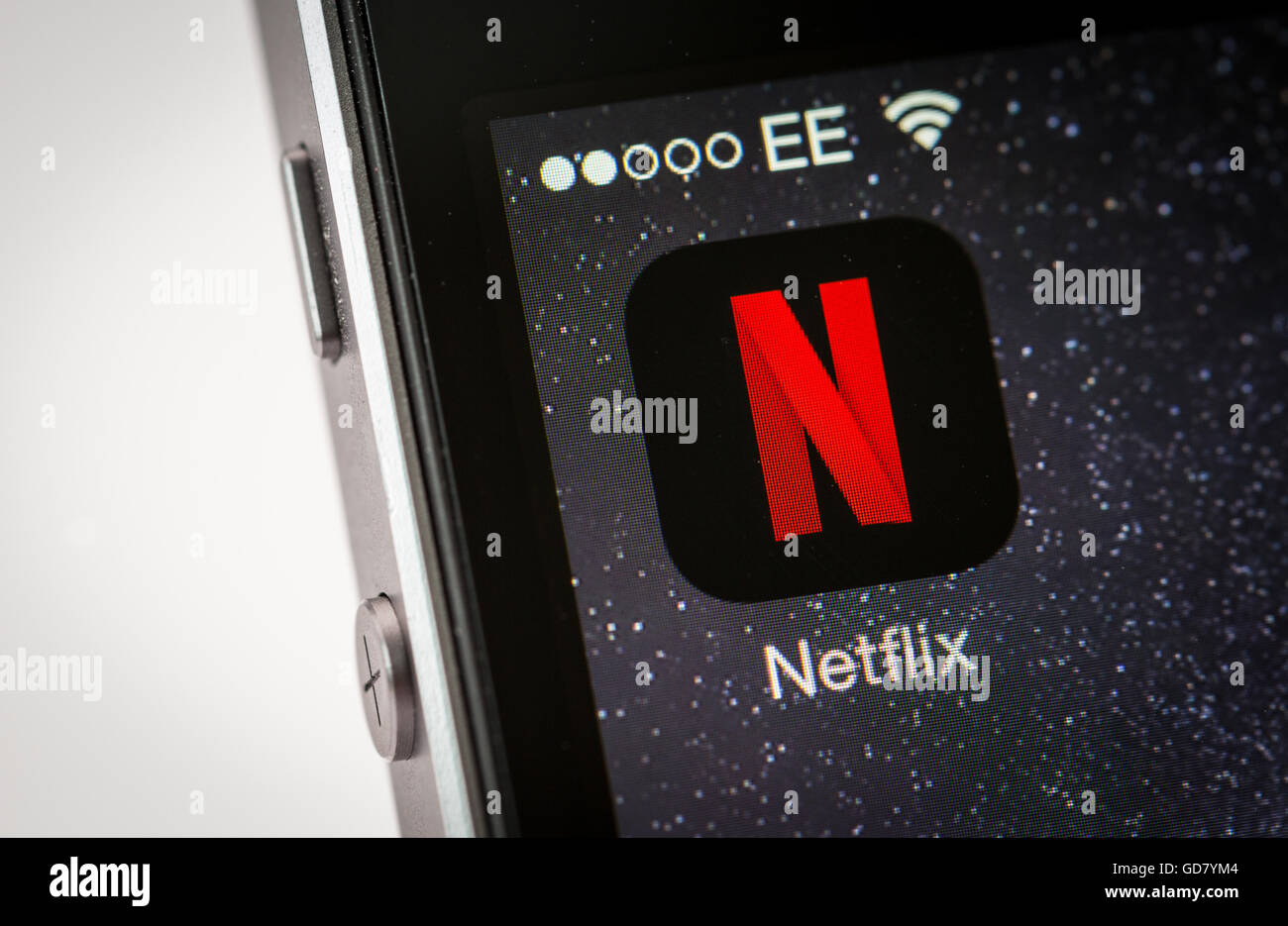 Netflix-App auf einem iPhone-Smartphone Stockfoto