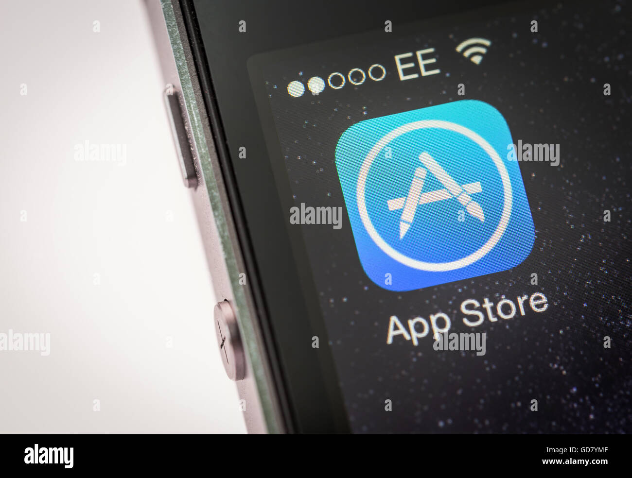 Apple App Store-App auf einem iPhone-Smartphone Stockfoto