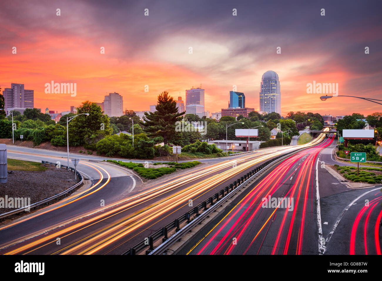 Skyline von Winston-Salem, North Carolina, USA. Stockfoto