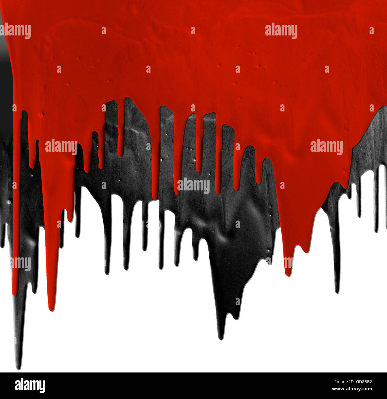 Rote Und Schwarze Farben Tropft Isolierten Auf Weissen Hintergrund Stockfotografie Alamy