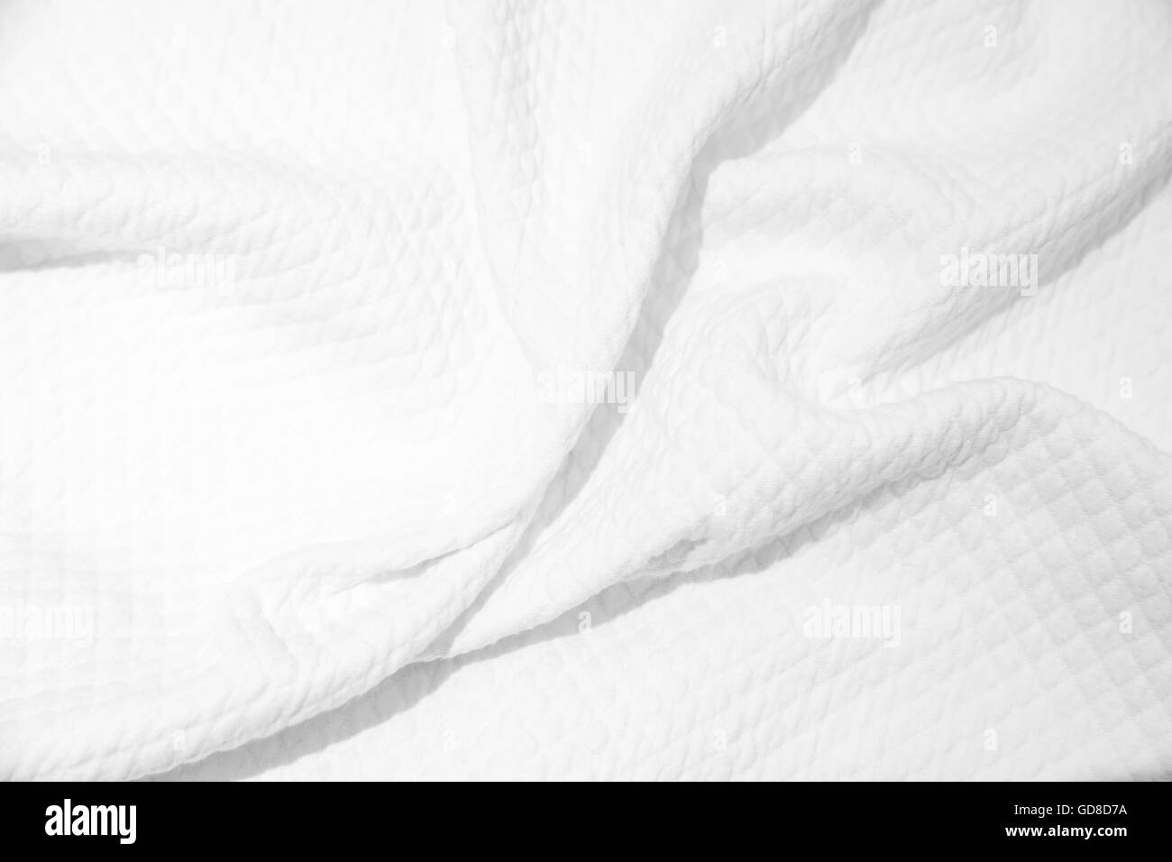 Weißer Stoff Textur, Hintergrundfoto des Baumwolldecke Stockfoto