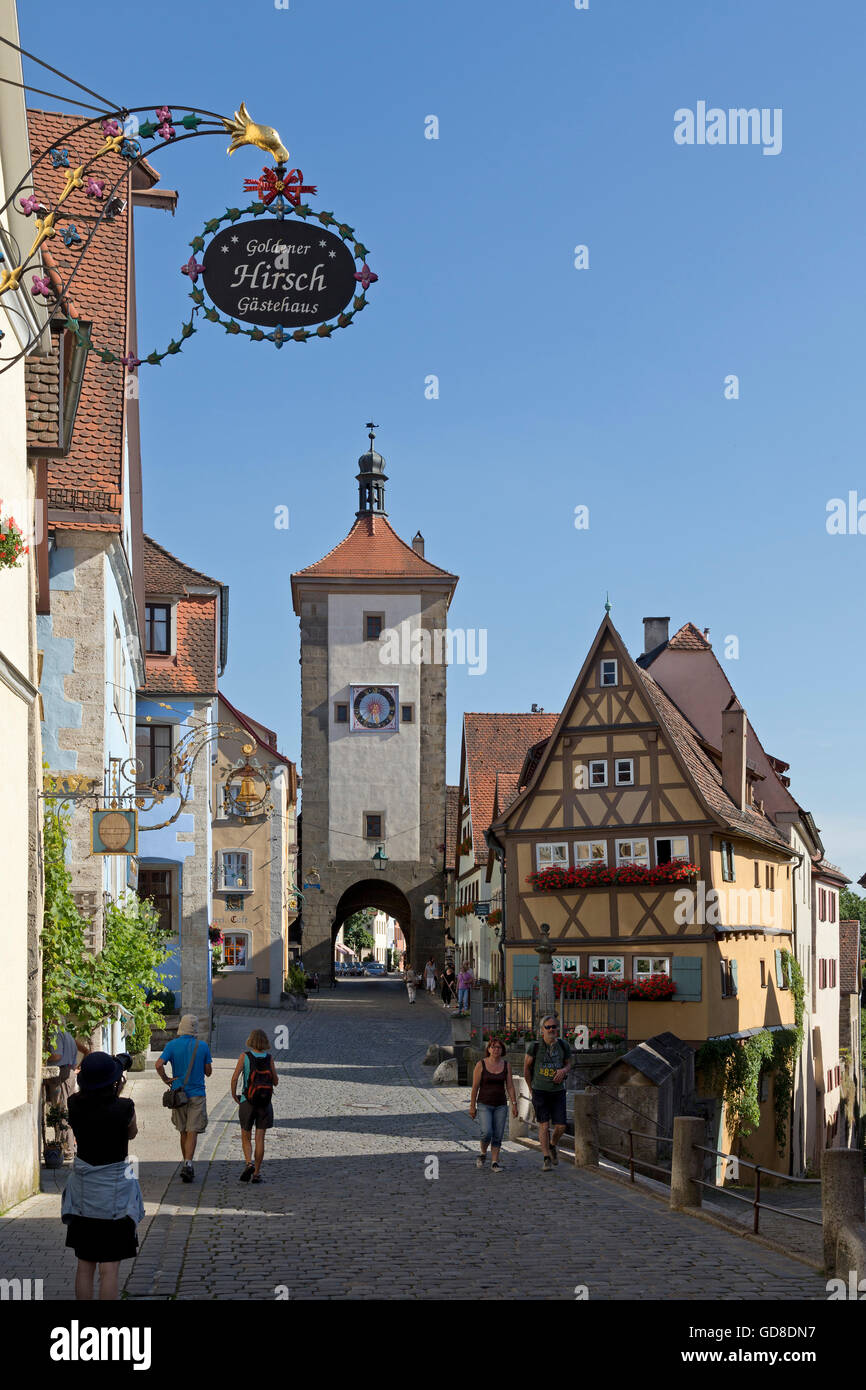 Siebersturm, Am Ploenlein, Altstadt, Rothenburg Ob der Tauber, Franken, Bayern, Deutschland Stockfoto