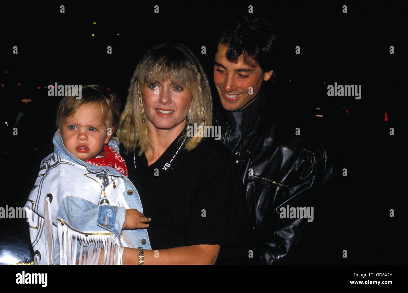 Olivia Newton-John mit Ehemann Matt Lattanzi und Tochter Chloe. 28. März 2008. 1987 © Roger Karnbad/ZUMA Draht/Alamy Live-Nachrichten Stockfoto