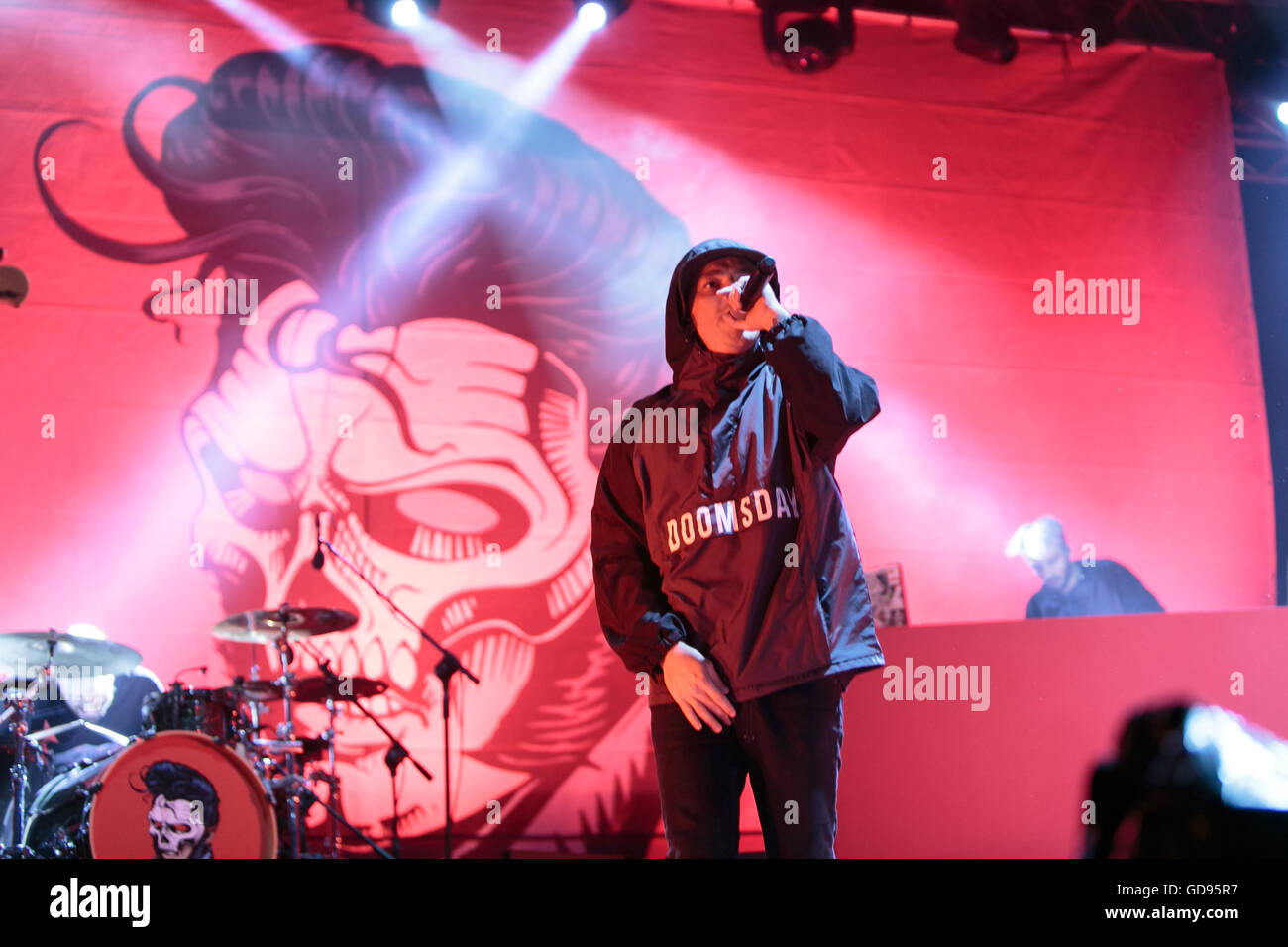 Collegno, Italien. 14. Juli 2016. Blumenfest, Collegno, Italien. 14. Juli 2016. die italienischen Rapper Salmo führt live Credit: Daniele Baldi/Alamy Live News Stockfoto