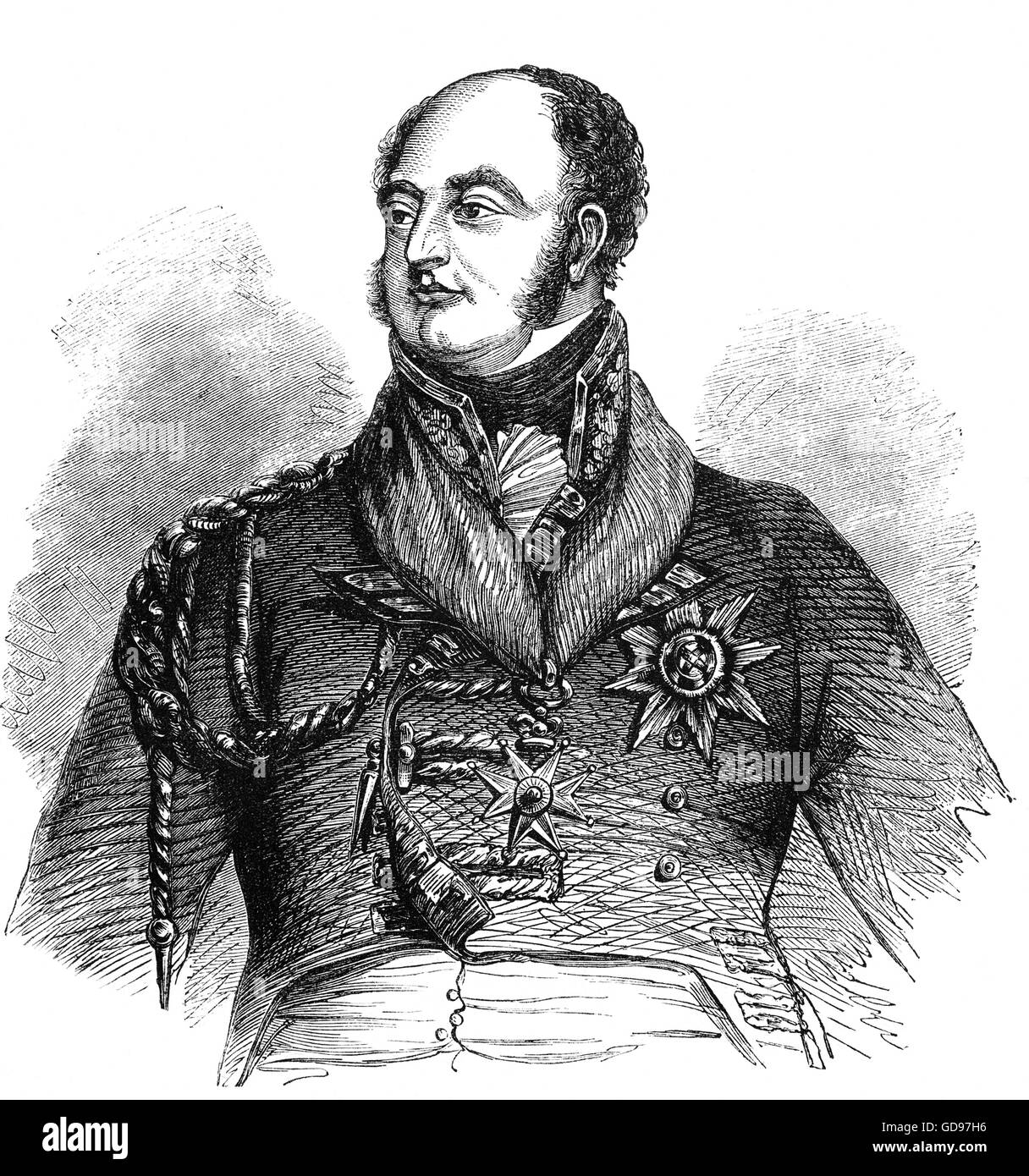 Der Herzog von York, The Prince Frederick 1784 – 1827, Sohn von George III des Vereinigten Königreichs und Charlotte von Mecklenburg-Strelitz. In der britischen Armee als Oberbefehlshaber während der napoleonischen Kriege, beaufsichtigte er die Reorganisation der britischen Armee, im Ort wichtige strukturelle, recruiting Reformen in Verwaltung und wofür er wird gutgeschrieben getan zu haben "mehr für die Armee als jeder ein Mann dafür in der gesamten Geschichte getan hat. Stockfoto