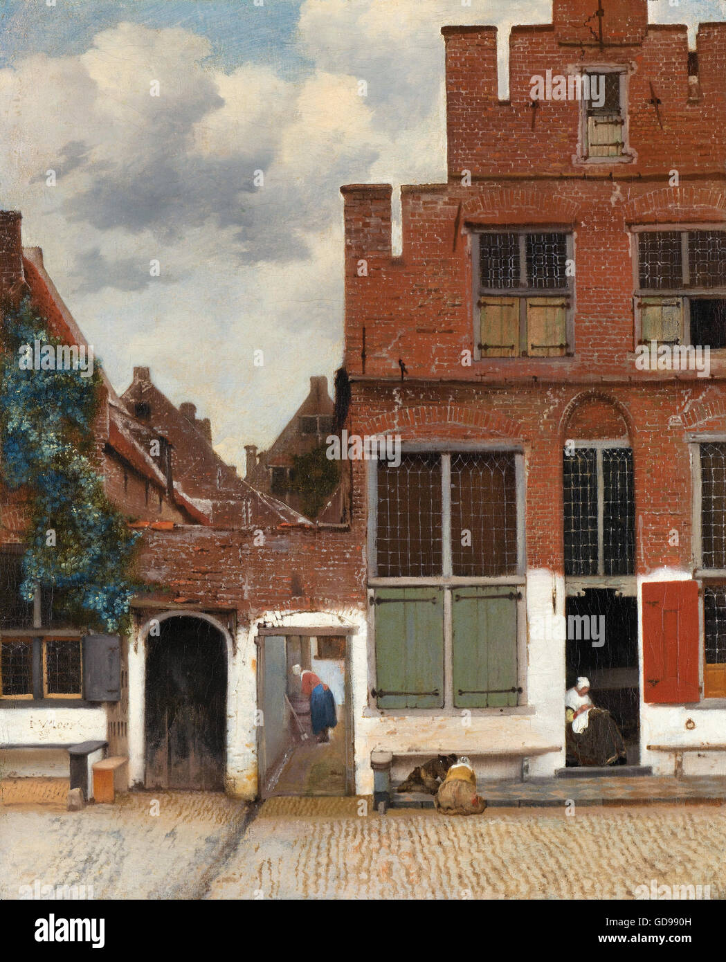 Johannes Vermeer - Gezicht Op Huizen in Delft, 5bekend als "Het Straatje" Stockfoto