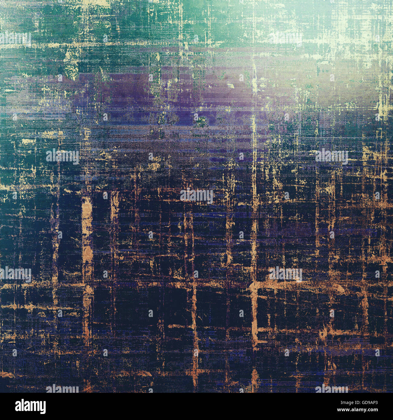 Distressed Grunge Texturen, Vintage-Hintergrund mit verschiedenen Farbmustern beschädigt: gelb (Beige); Braun; Schwarz; Grün; Blau; Stockfoto
