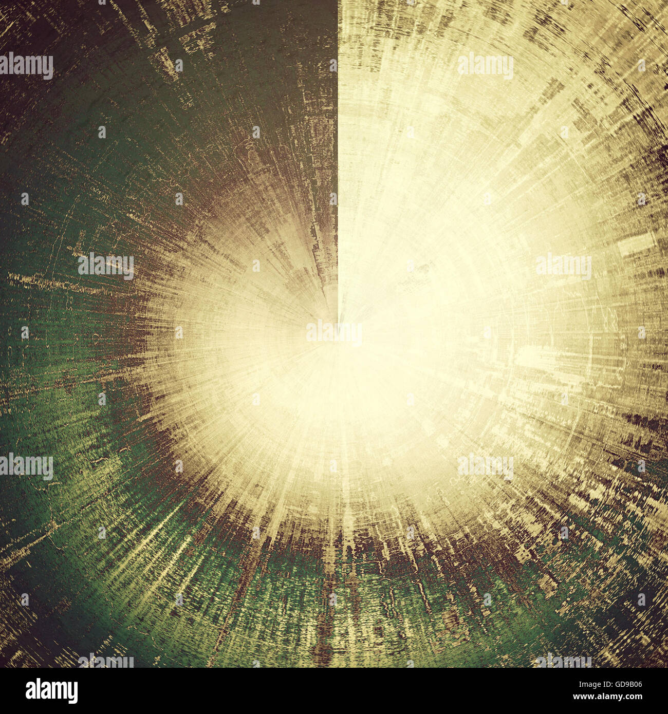 Sphärische Kunst Grunge Hintergrund oder Vintage-Stil Textur mit Retro-grafische Elemente und verschiedene Farbmuster: gelb (Beige); Braun; Gray; Schwarz; Grün Stockfoto